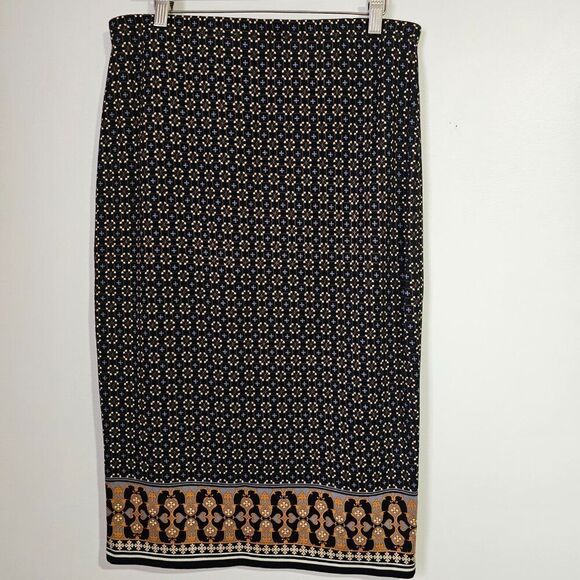 NWT MAX STUDIO MEDALLION PRINT BOHO PENCIL MIDI SKIRT SIZE L - Picture 6 of 13